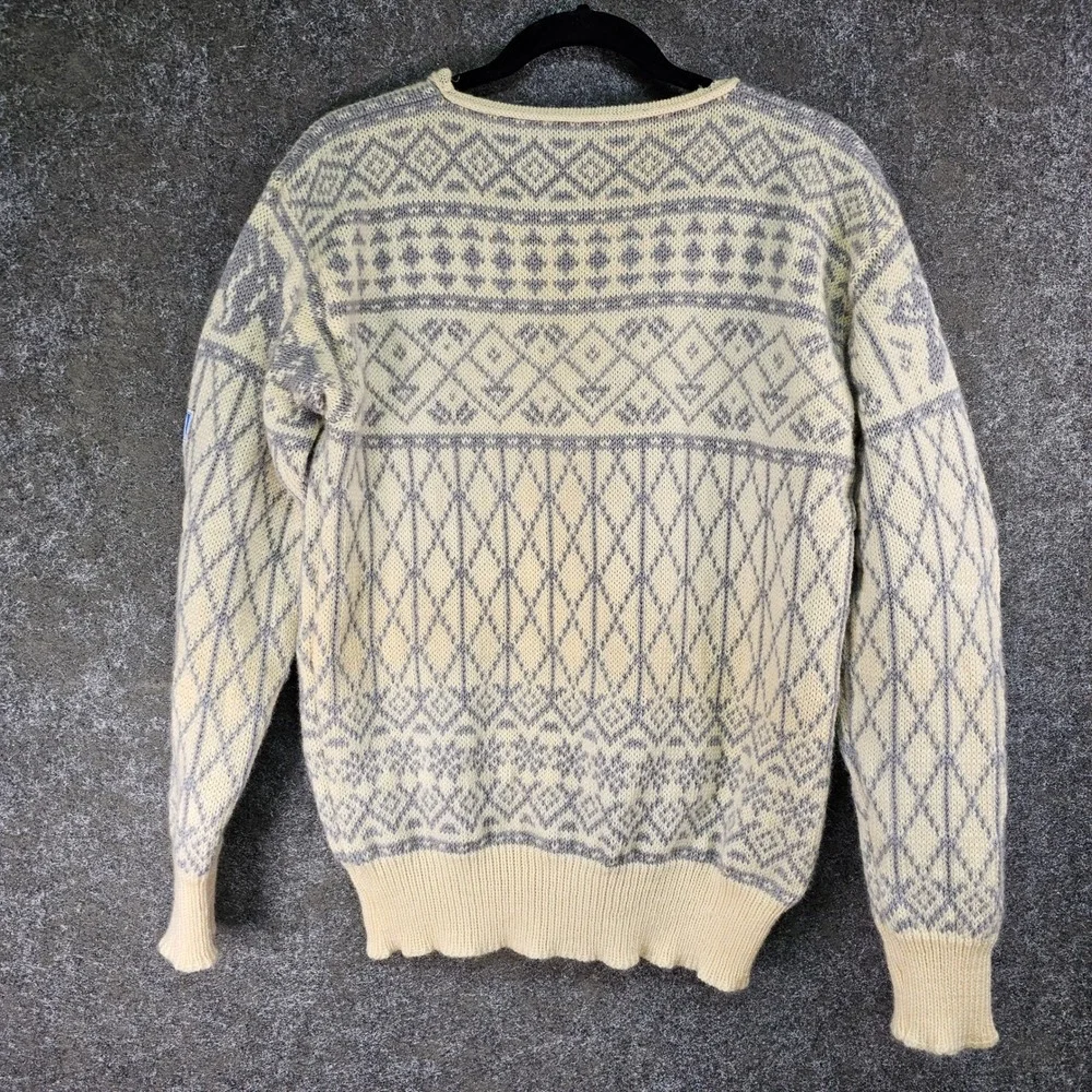 Vtg Dale of Norway Fair Isle Sweater, Ivory Gray, Wool, L - 44, ❗️FLAWED❗️